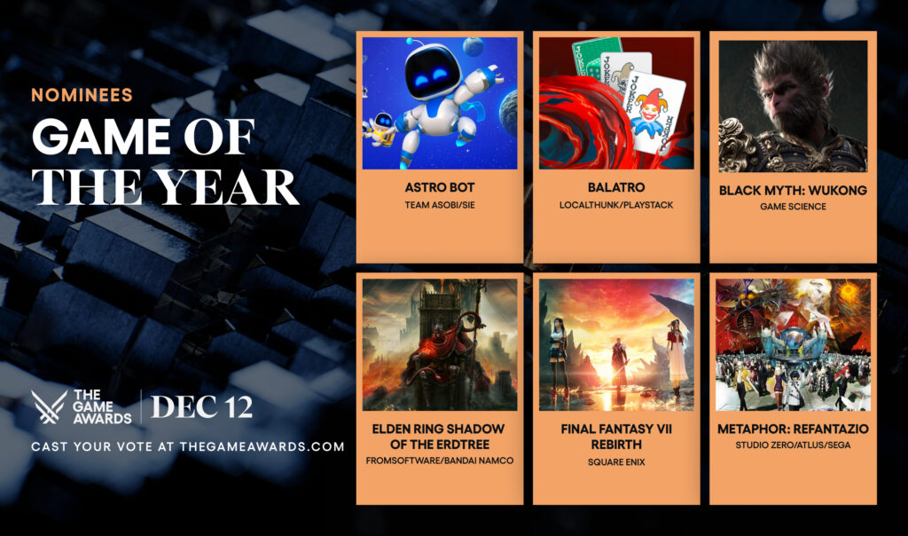 Nominés des game awards 2024 révélés