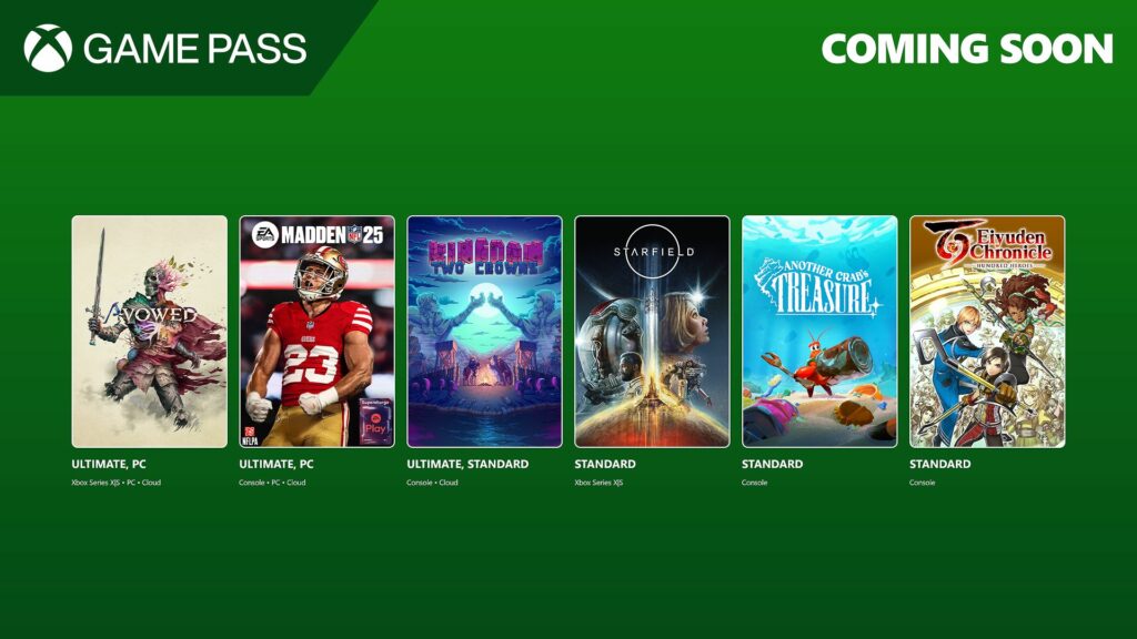 Nouveaux jeux à venir sur game pass