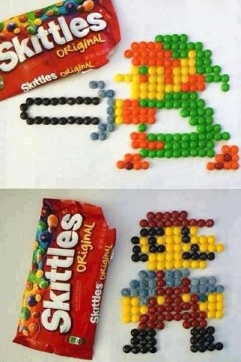 Mario et Link avec des Skittles !